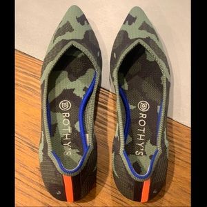 Rothy’s Shoes The Point Flat Olive Green Camo Retired Size 9